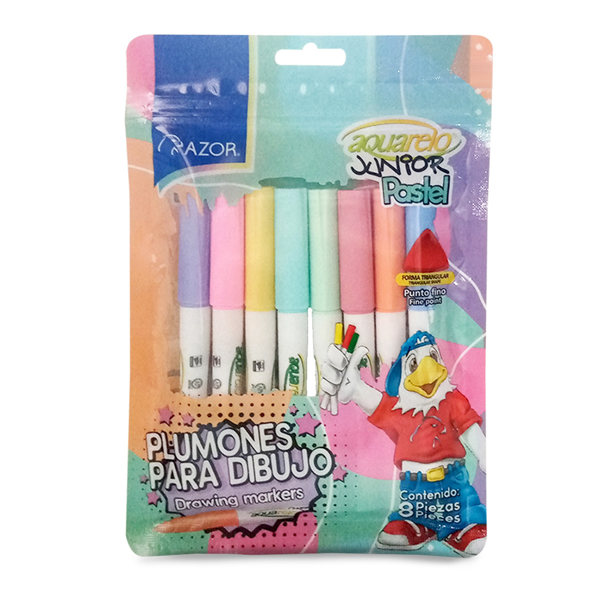 MARCADORES AQUARELO JR. PASTEL 8U (TRIANGULAR, LAVABLE)