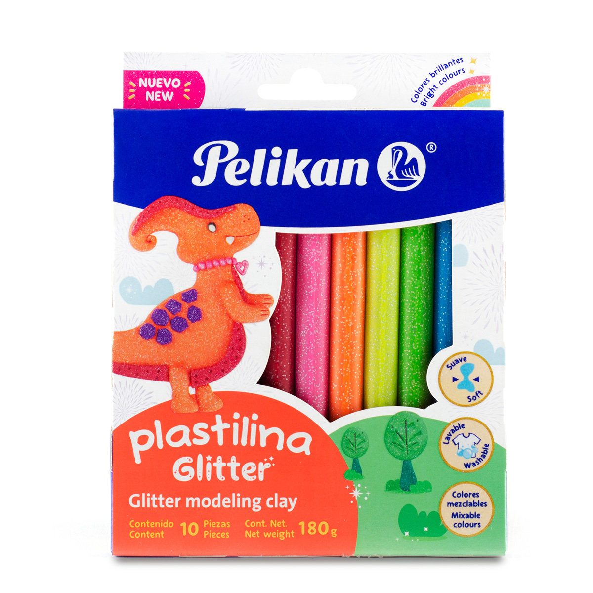 PLASTILINA BARRA PELIKAN GLITTER 10U