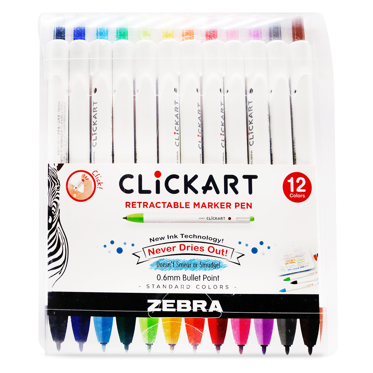 MARCADOR RETRACTIL 0.6MM ZEBRA CLICK ART 12U