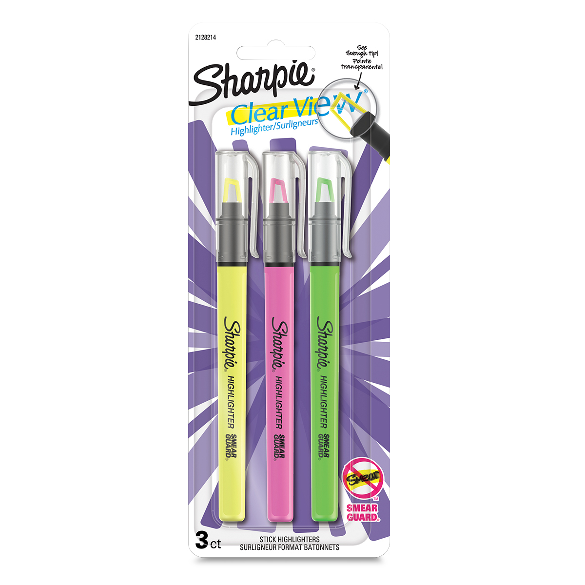 MARCATEXTO SHARPIE CLEAR 3U (AMARILLO., VERDE, ROSADO)