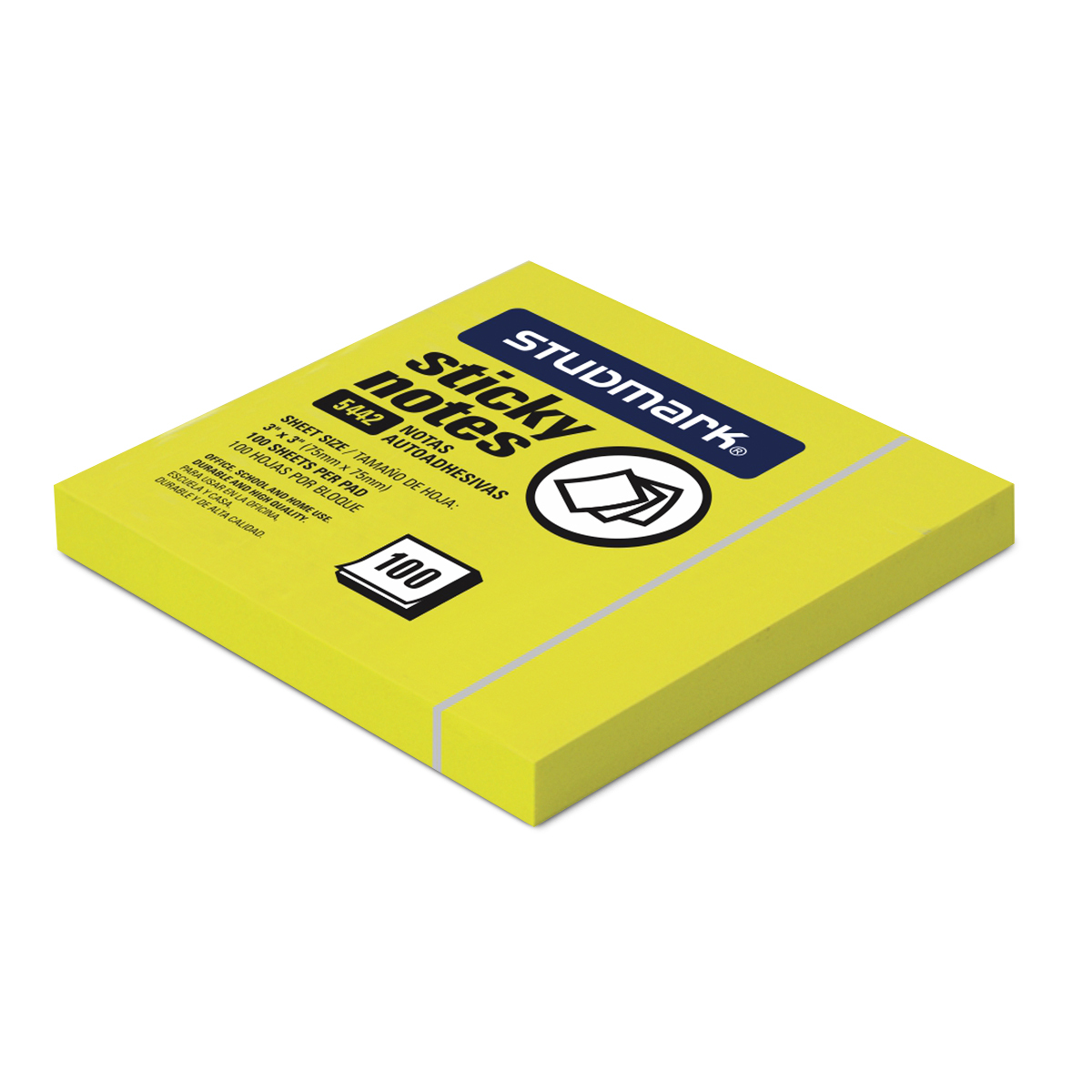 NOTAS ADHESIVAS 3X3P STUDMARK 100H (COLOR NEON AMARILLO)