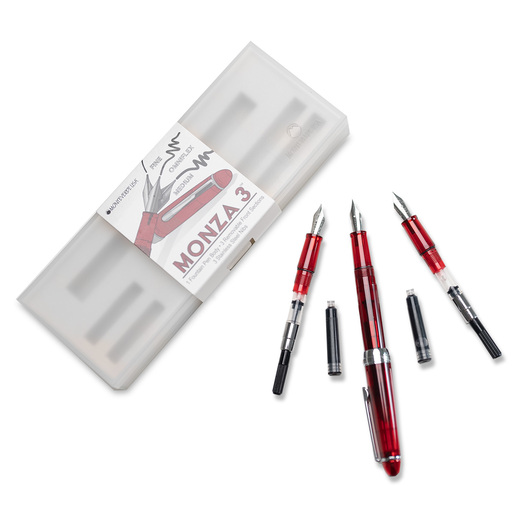 SET PLUMA FUENTE MONZA 3U COLOR ROJO