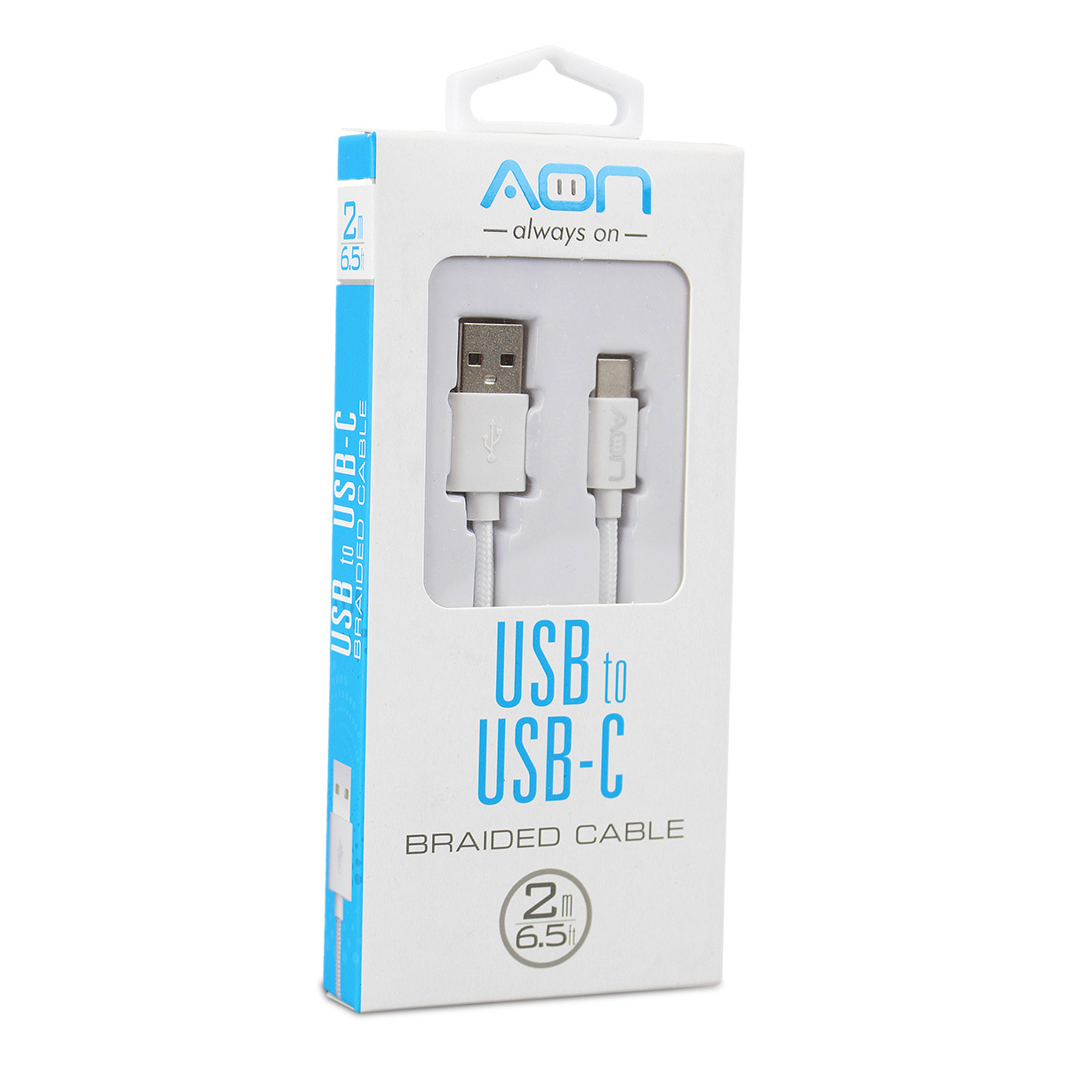 CABLE USB A TIPO C 2 MTS BLANCO MARCA AON