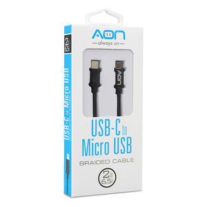 CABLE TIPO C A MICRO 2MTS NEGRO MARCA AON