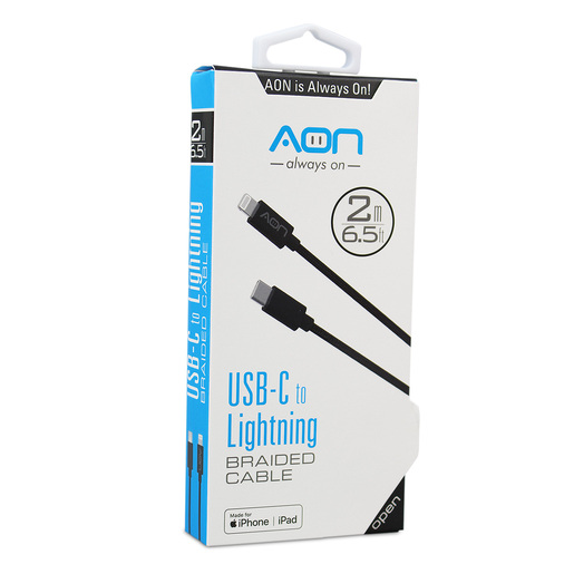 CABLE TIPO C A LIGHTING 3MTS NEGRO MARCA AON