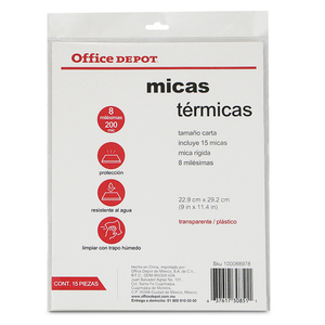 MICA OFFICE DEPOT CARTA 15U 8 MILESIMAS, RIGIDA MICA OFFICE DEPOT CARTA 15U 8 MILESIMAS, RIGIDA