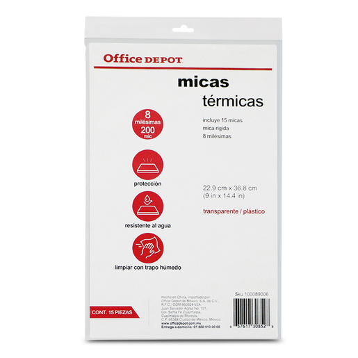 MICA OFFICE DEPOT LEGAL 15U (8 MILESIMAS, RIGIDA) | Office Depot Costa Rica