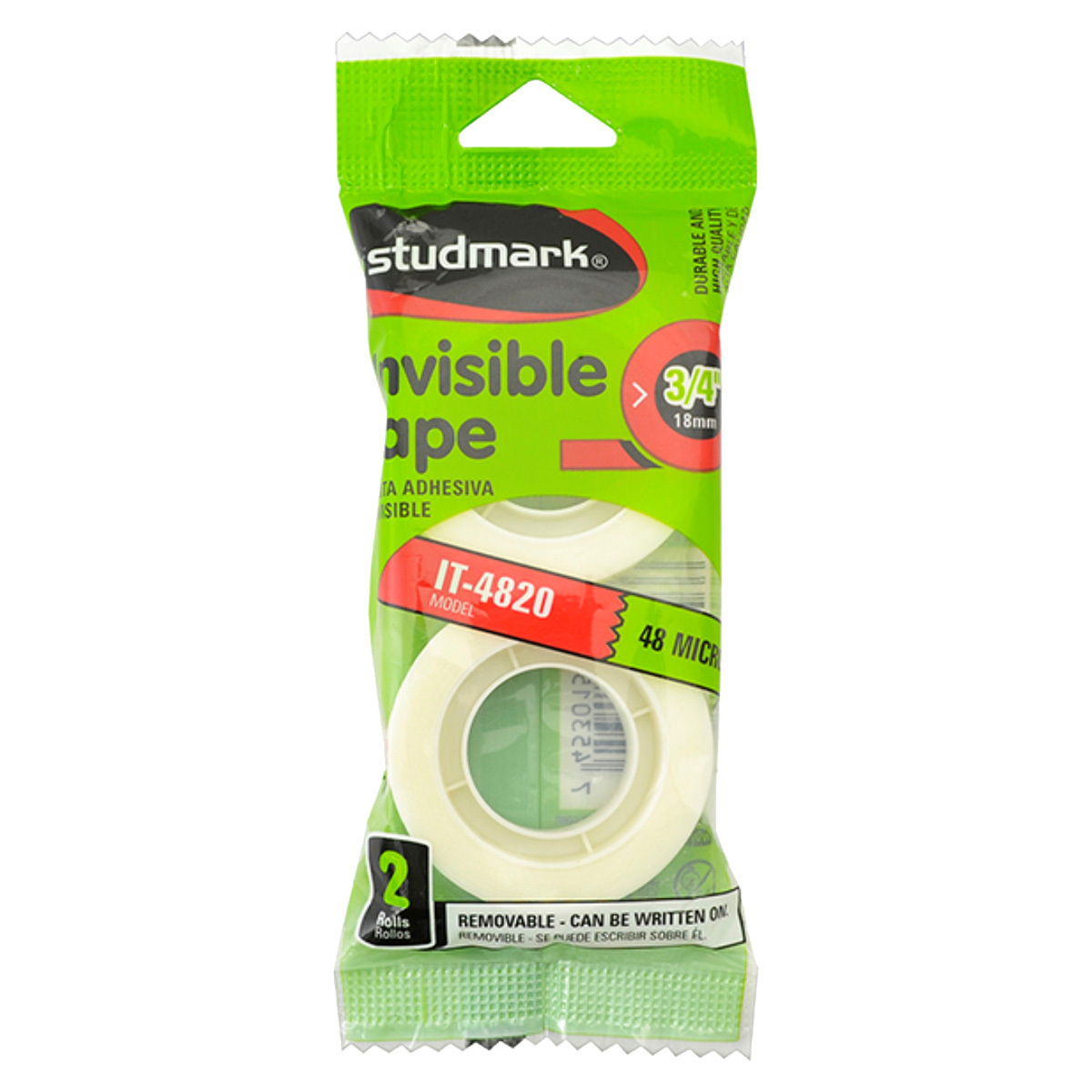 CINTA ADHESIVA STUDMARK CLEAR 3/4P 2U(18MMX20MTS,BOLSA)