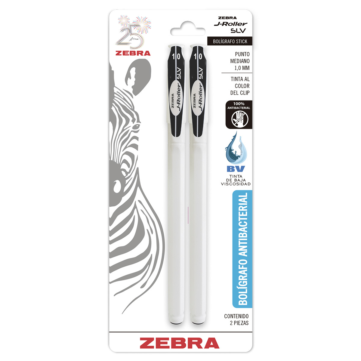 BOLIGRAFO ZEBRA J-ROLLER NEGRO2U(1.0MM,RESINA ANTIMICROBIAL)