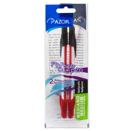 BOLIGRAFO AZOR PIN POINT DUO PEN 2U NEGRO/ROJO 1.00MM