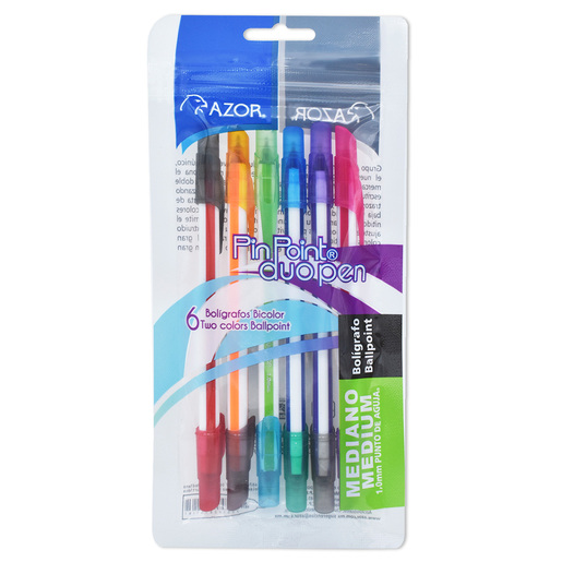 BOLIGRAFO AZOR PIN POINT DUO BOLSA 6U