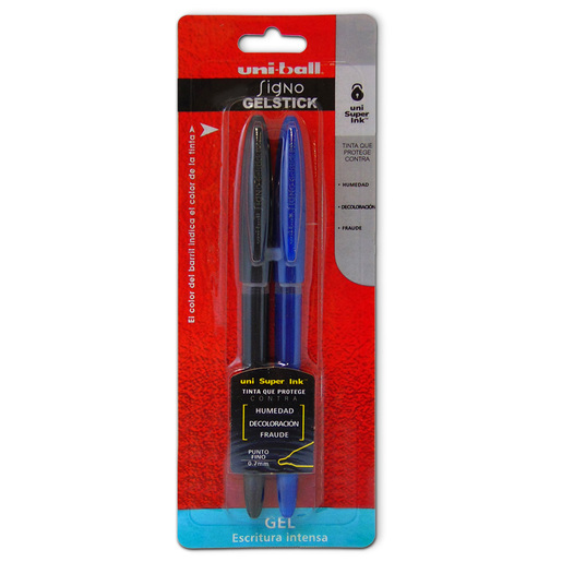 BOLIGRAFO UNIBALL GELSTICK 0.7 MM 2U (NEGRO-AZUL) PUNTO FINO
