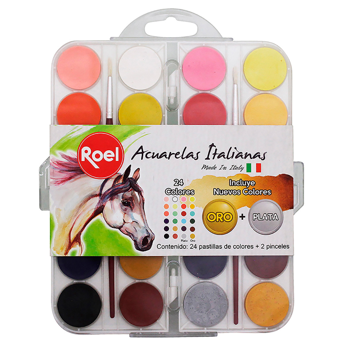 ACUARELA ROEL EFECTO MATE ORO Y PLATA 12 U (30MM)