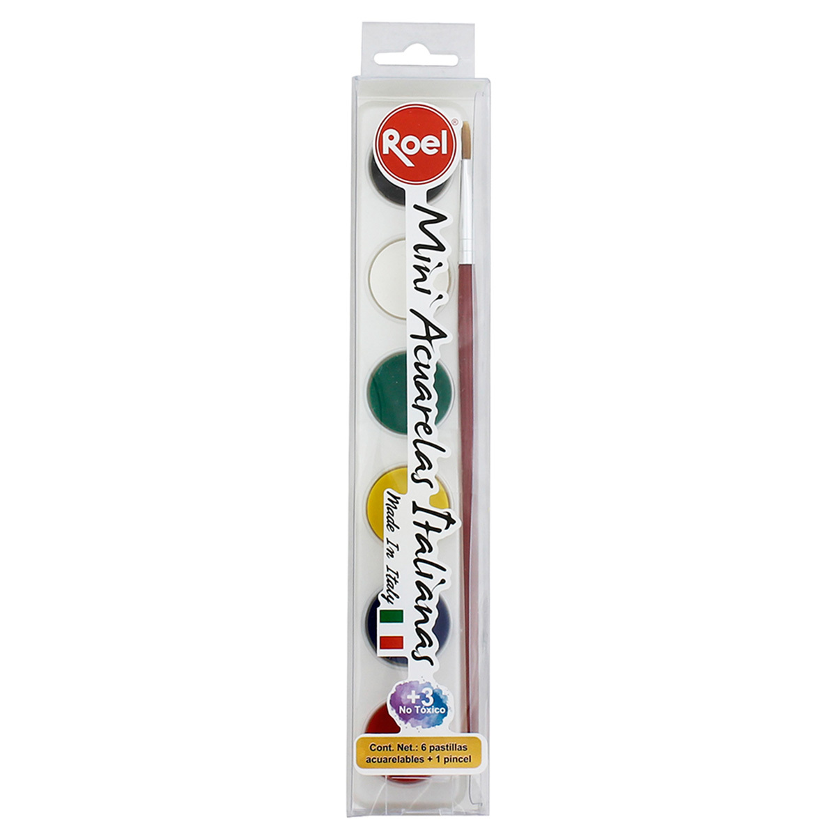 ACUARELA ITALIANA ROEL EFECTO MATE 6U (20mm) + PINCEL ART