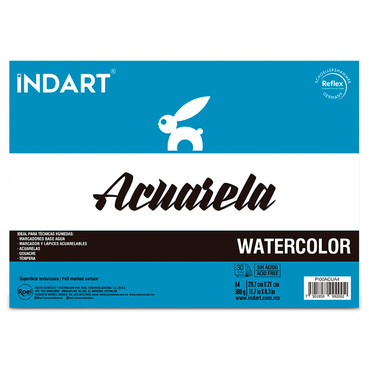 BLOCK INDART PARA ACUARELA A4 30H (MEDIDAS 29.7x21CM, 300G)