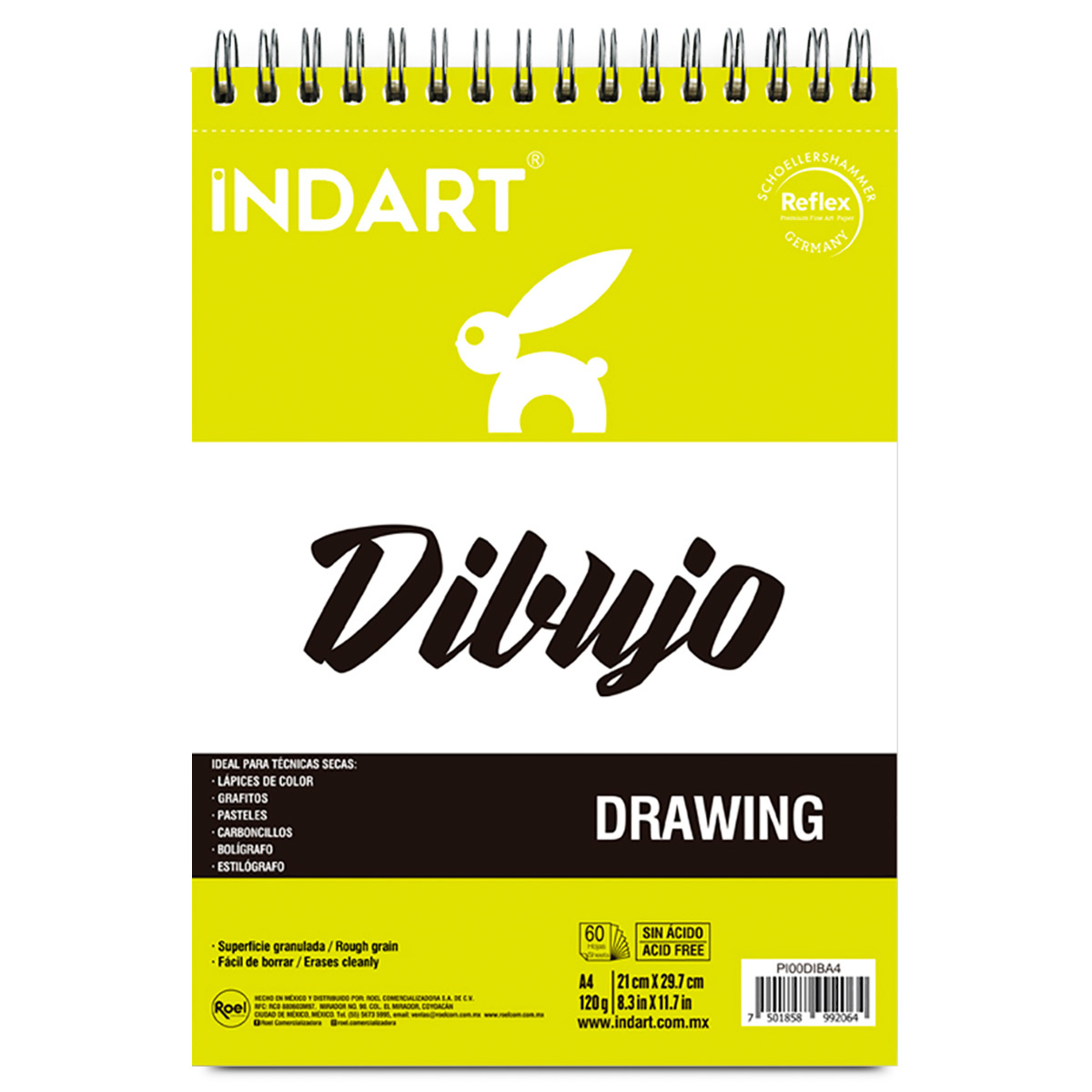 ALBUM INDART DE DIBUJO A4 60H (MEDIDAS 21x29.7CM, 120G)