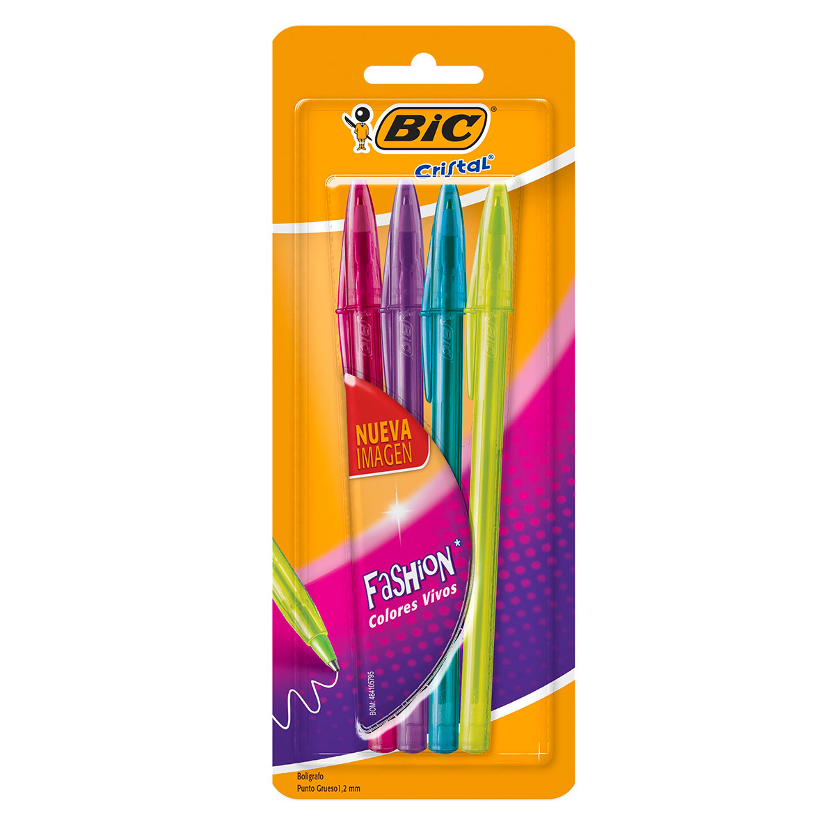 BOLIGRAFO BIC CRISTAL FASHION 1.2MM  4U  COLOR SURTIDO