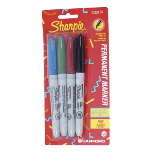 MARCADOR PERMANENTE SHARPIE FINO SURTIDO 4U (NEGRO, AZUL, ROJO Y VERDE)