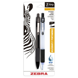 BOLIGRAFO Y PORTAMINAS 0.5MM ZEBRA Z-GRIP 2U (NEGRO) BOLIGRAFO Y PORTAMINAS 0.5MM ZEBRA Z-GRIP 2U (NEGRO)