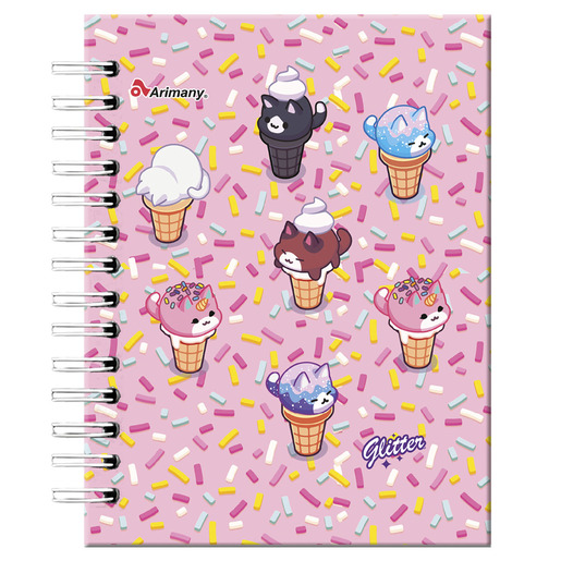 CUADERNO ESPIRAL ARIMANY FRANCES GLITTER MULTIMATERIA 150H