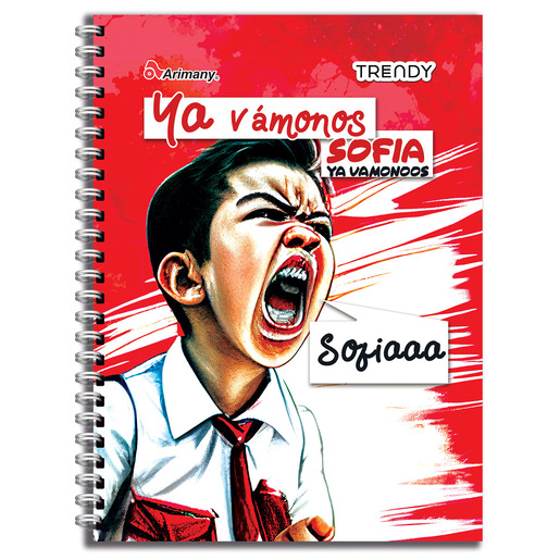 CUADERNO ESPIRAL ARIMANY TRENDY MULTIMATERIAS LINEAS 200H (PASTA SEMI DURA)