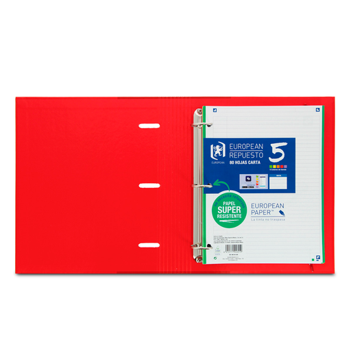 CARPETA EUROPEAN + REPUESTO DE 80H RAYAS (5 BANDAS COLOR Y SCRIBZEE)