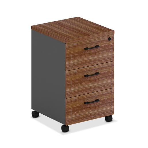 ARCHIVO ROBOT NOGAL Y GRIS CON 3 GAVETAS