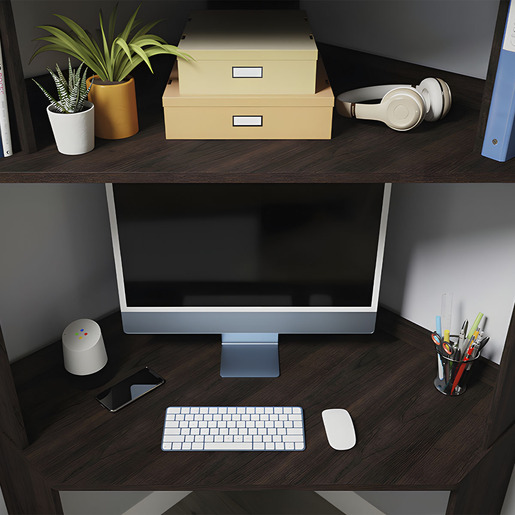 ESCRITORIO DE ESQUINA CON LIBRERO CANELA