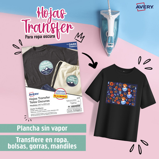 HOJAS TRANSF T-SHIRT NEGRA C/5