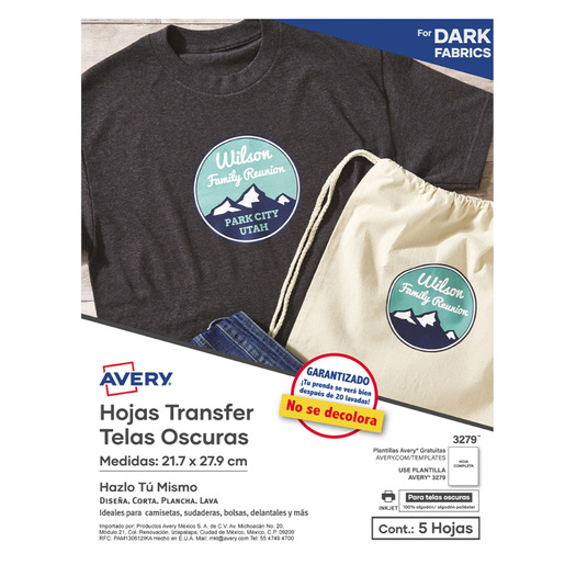 HOJAS TRANSF T-SHIRT NEGRA C/5