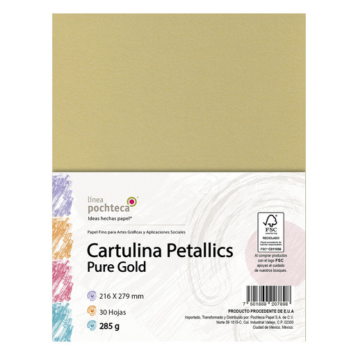 CARTULINA CARTA PETALLICS GOLD 285GR 30H