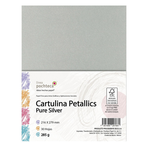 CARTULINA CARTA PETALLICS SILVER 285GR 30H