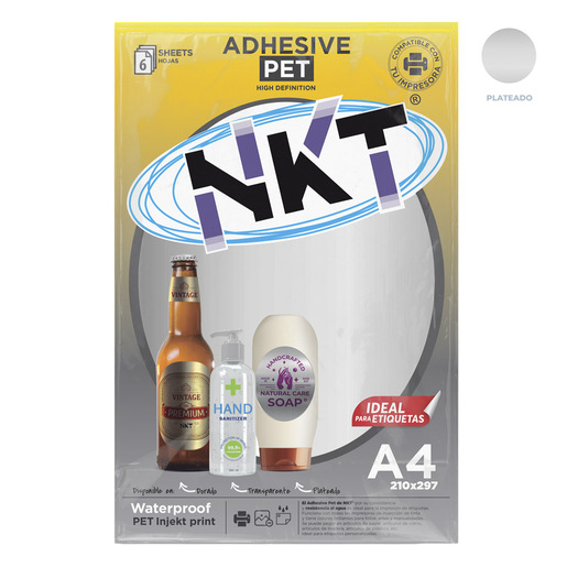 PAPEL ADHESIVO A4 PLATEADO GLOSSY 6H