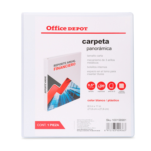 CARPETA, 3 ARILLOS EN  D , TAMANO CARTA, 0.5 PULG