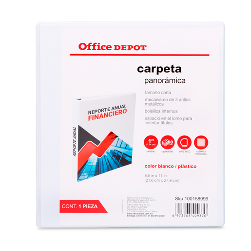 CARPETA, 3 ARILLOS EN D , TAMANO CARTA, 1.0 PULG