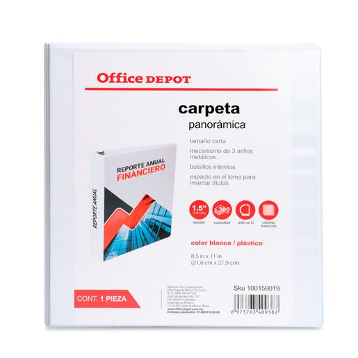 CARPETA, 3 ARILLOS EN  D , TAMANO CARTA, 1.5 PULG