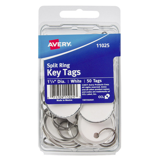 IDENTIFICADORES PARA LLAVES ARILLO METÁLICO BLANCO 3,2CM PAQ 50