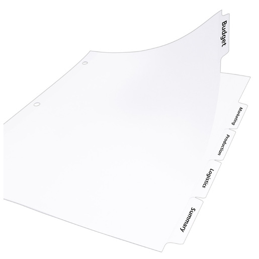 SEPARADOR PREDISEÑADO CON PESTAÑAS BLANCAS 1-15