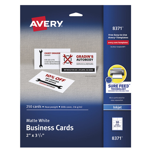 TARJETAS DE PRESENTACIÓN BLANCAS INKJET 250 TARJETAS