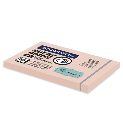 NOTAS ADHESIVAS VINTAGE STUDMARK 3 X 5P 100H SALMON