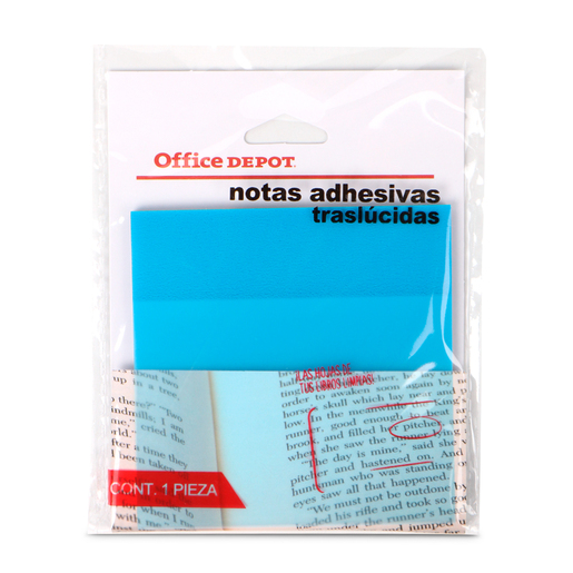 NOTAS ADHESIVAS OFFICE DEPOT TRANSPARENTES AZUL 50H