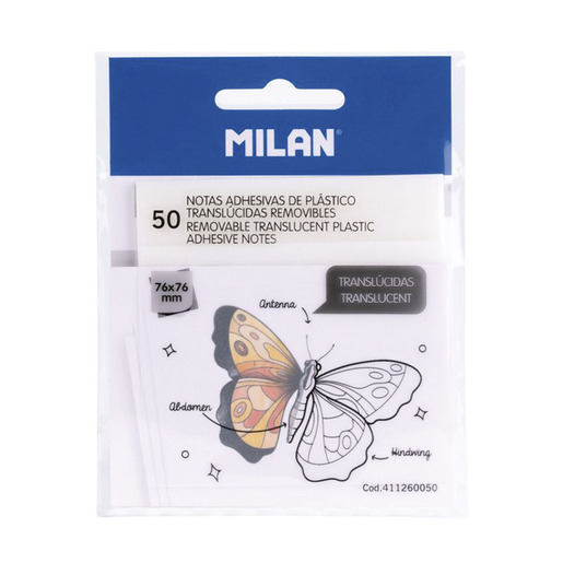 NOTAS ADHESIVAS MILAN 3 X 3 TRANSLUSIDAS 80H