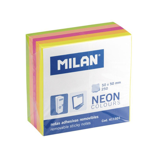 NOTAS ADHESIVAS MILAN MINI 50 X 50 MM NEON 250H