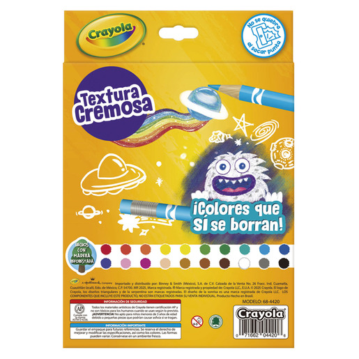 LAPICES DE COLOR CRAYOLA BORRABLES 20U