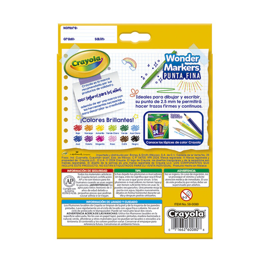 MARCADOR CRAYOLA COLOR WONDER 12U (PUNTA MEDIA)