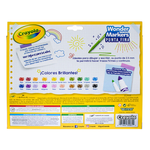 MARCADOR CRAYOLA COLOR WONDER 20U (PUNTA MEDIA)