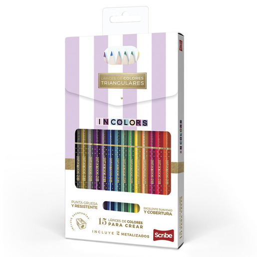 LAPICES DE COLORE SCRIBE INCOLOR  15U