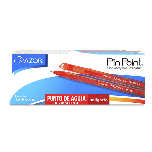 BOLIGRAFO AZOR PIN POINT PUNTO DE AGUJA 0.7MM FINO 12U ROJO