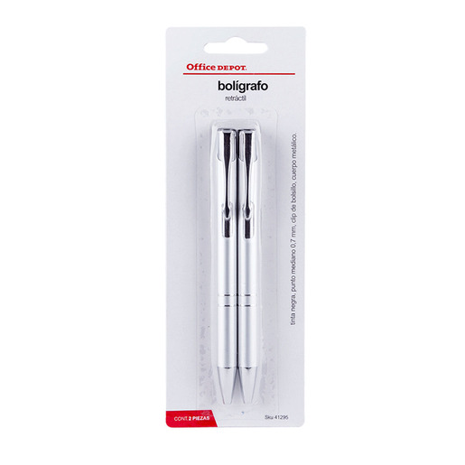 BOLIGRAFO RETRACTIL TINTA NEGRA B/2