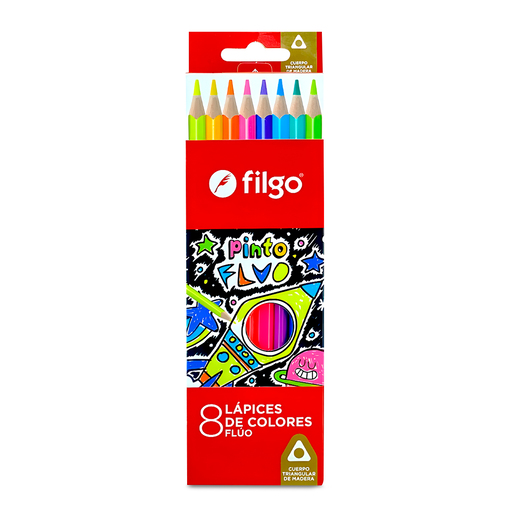 LAPICES DE COLOR FILGO PINTO FLUORECENTES 8U (MADERA)